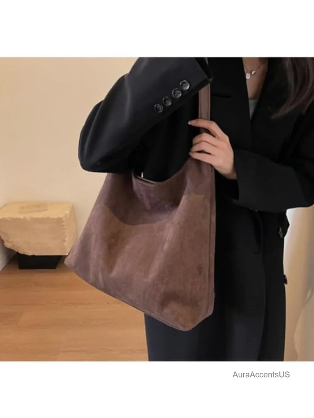 Slouchy Suede Hobo Bag Top Handle Shoulder Tote Purse Women